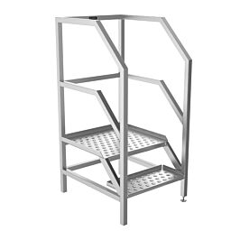 Stainless Steel Static Access Steps - 1 step w/platform and handrail