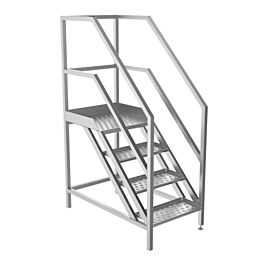 St/Steel Static Access Steps - 3 step w/platform w/handrail