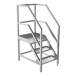 Stainless Steel Static Access Steps - 2 step w/platform w/handrail