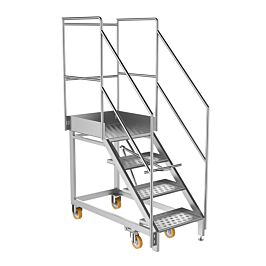 Stainless Steel Mobile Access Steps - 3 Step w/Platform