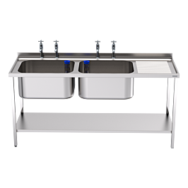 Double bowl single right hand drainer